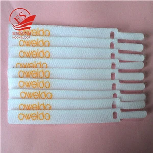 Small  flexible white cable tie with custom logo printed