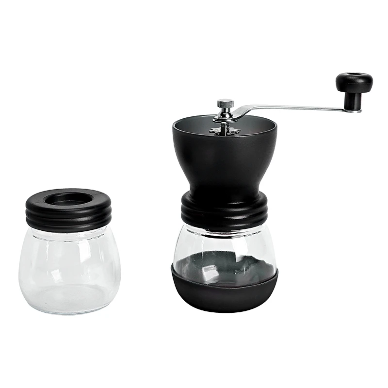 small Italy portable glass manual coffee mill adjustable ceramic coffee grinder mill conical burr coffee bean grinder