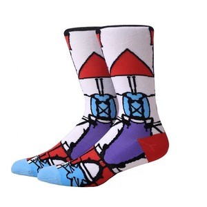 Sock manufacturer geometric seamless toe half terry fashion unisex cotton jacquard socks