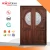 Import Solid Mahogany Exterior Panel Door with arch top and glass sidelite from China