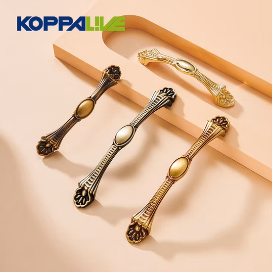 Koppalive Classic Antique Bronze Dresser Drawer Pull Vintage Decorative Solid Brass Kitchen Cabinet Handle