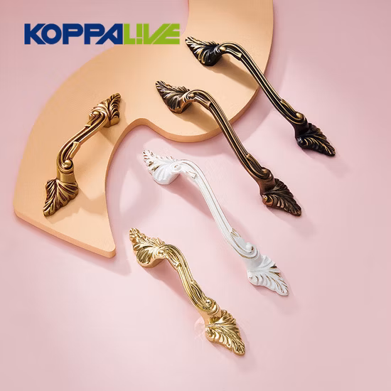 Koppalive European-Style Brass Fancy Wardrobe Door Handles Industrial White TV Wine Cabinet Pull Handle