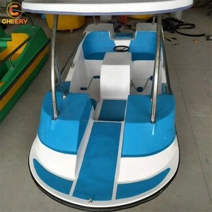 Sports entertainment water play equipment water park 4 seats fiberglass leisure pedal boat for sale