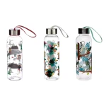 Sports Travel Drinking Leak Proof Glass Water Bottle Travel Water Bottle With Sleeve And stainless steel bottle lid