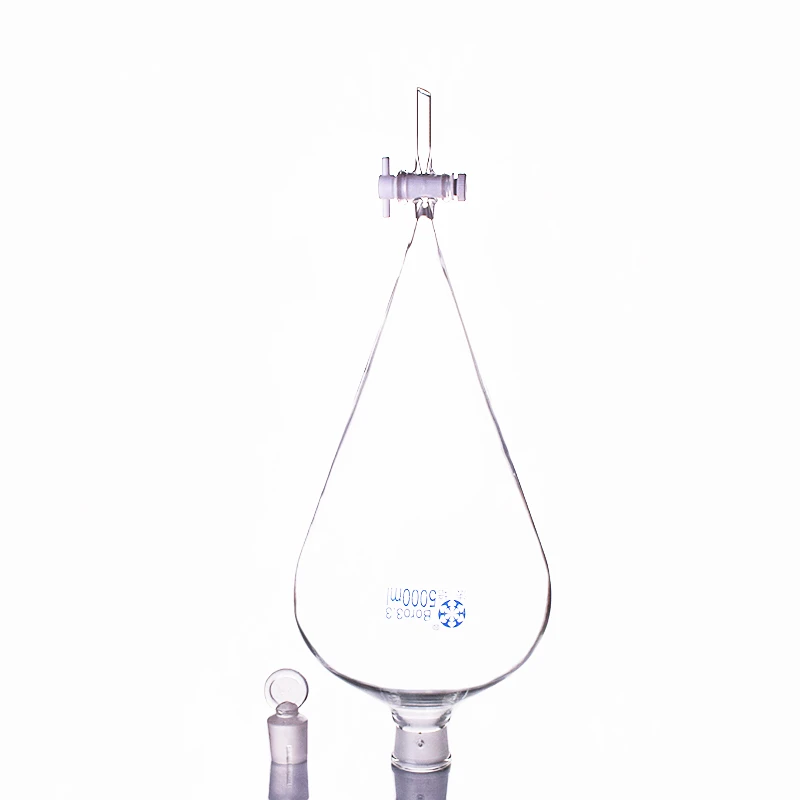 Squibb Separatory Funnel,Pear Shape, 5000ml, With Ground-in Glass Stopper And PTFE Stopcock