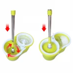 Stainless steel handle 360 degree rotating microfiber spin mop head home floor cleaning twist mop and bucket set