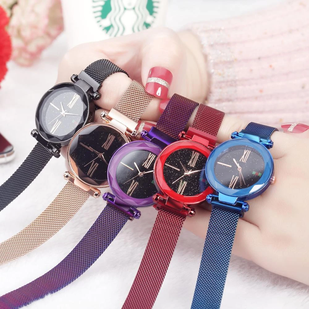 Starry Sky Star Lady High Quality Mesh Strap Magnetic Watch