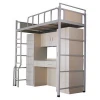 Steel Students School Dormitory Loft Bunk Bed With Clothes Locker and Study Desk