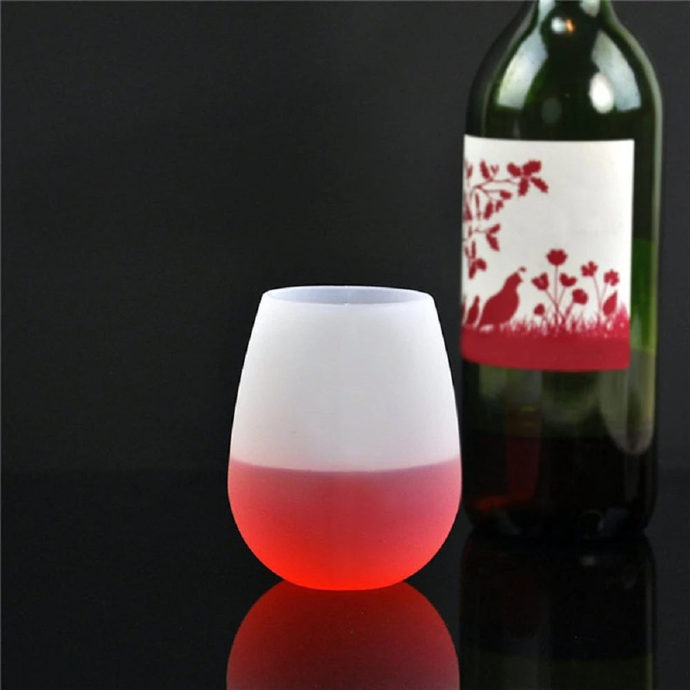 Stemless Silicone Glass Wine Tumbler Wine Cup for Home,Office,Birthday,Wine,Coffee,Drinks,Champagne,Cocktails