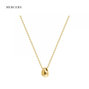 Sterling Silver Pendants 14K Plating Necklace ORB Geometric Unisex Charm Beans Shape Sterling Silver Gold Plated Small Necklaces