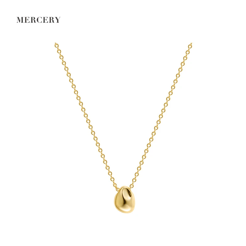 Sterling Silver Pendants 14K Plating Necklace ORB Geometric Unisex Charm Beans Shape Sterling Silver Gold Plated Small Necklaces