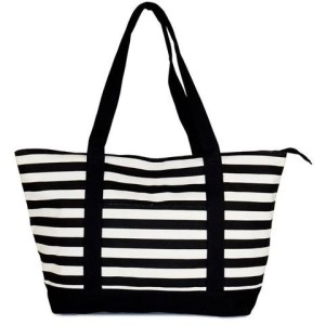 Striped Canvas Tote Bag Reusable Shopping Bag Manufacturer Custom Beach Bag