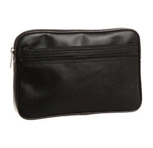 Stylish Synthetic Leather Two Zippers Pouch made in Japan