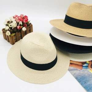 Summer Fashion Versatile Leisure Sunside Beach Outside Ribbon Straw Hat panama hat