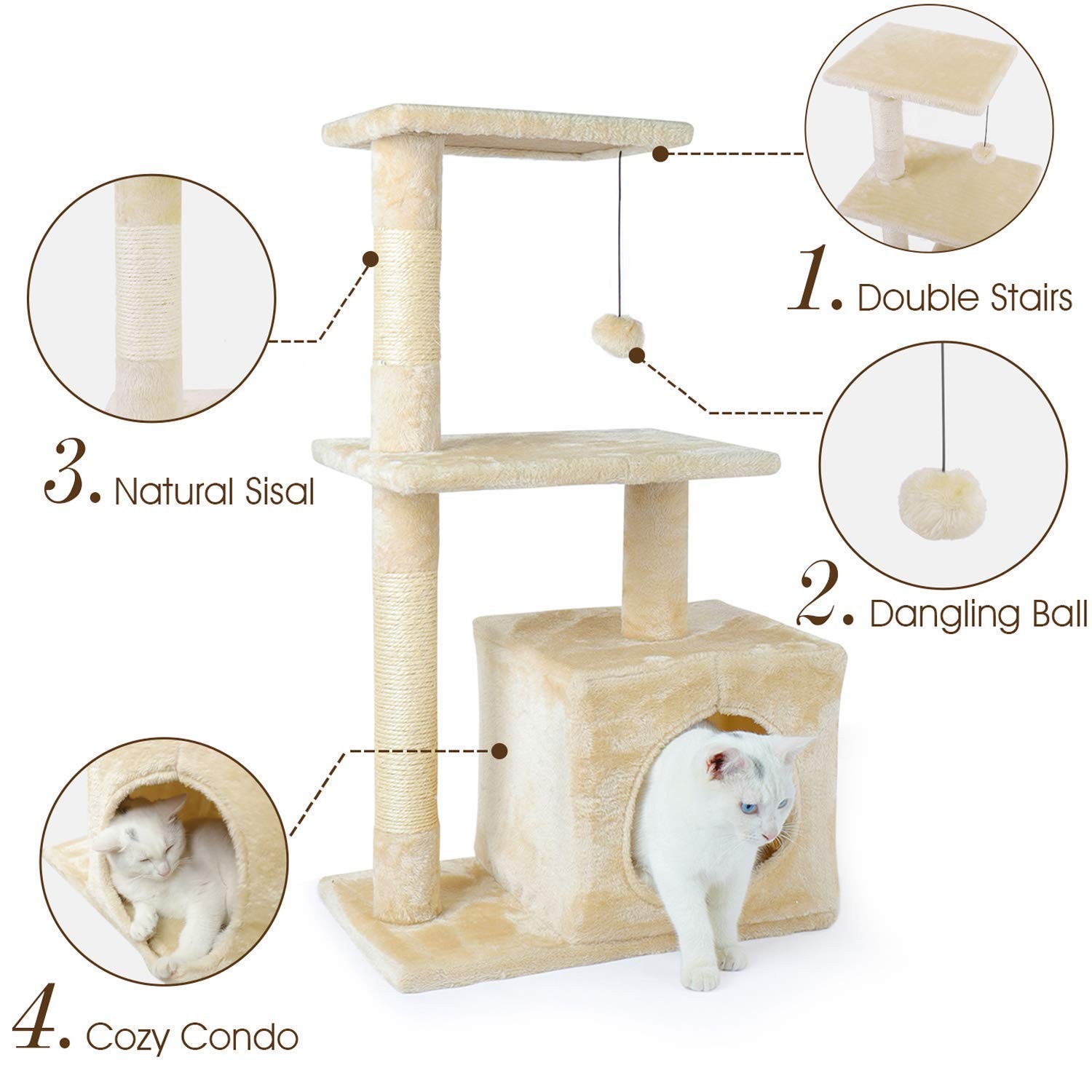 Sustainable Stocked Easy Assemble Durable Cat Furniture High Climbing Condo Cat Tree