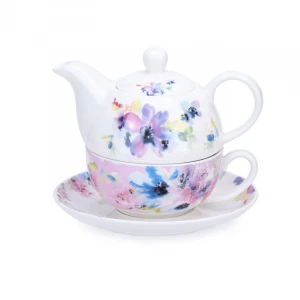 Tea gift set floral decal crockery fine royal porcelain teapot and cup