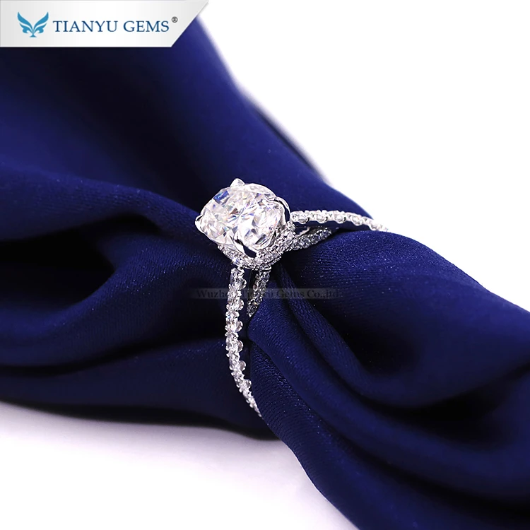Tianyu gems 14k white gold classic moissanite ring luxury Prong setting oval cut wedding ring