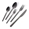 Titanium metal black gold colored cutlery luxury stainless steel spoon fork set dinner knife for wedding