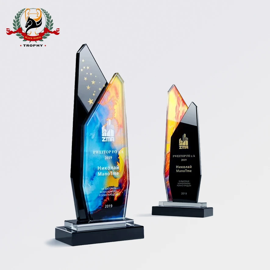 Top Grade Blank K9 Crystal Plaque Black Enamel Crystal Trophy