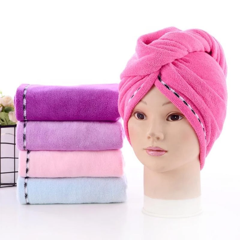 Top quality high density quick drying microfiber hairl wrap turban towel for hair drying With Buttons