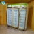 Import Top quality supermarket vertical ventilated cooling slide double door freezer for ice cream / frozen food from China