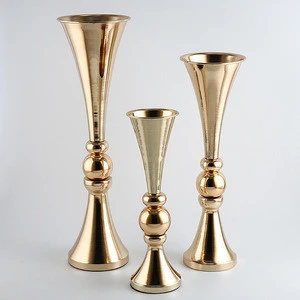 Trumpet style silver wedding flower stand party metal table vases