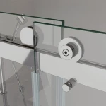 Tub Sliding Rolling Hotel 10mm Glass Black Frameless Hardware Aluminum Profile Stainless Steel Shower Door
