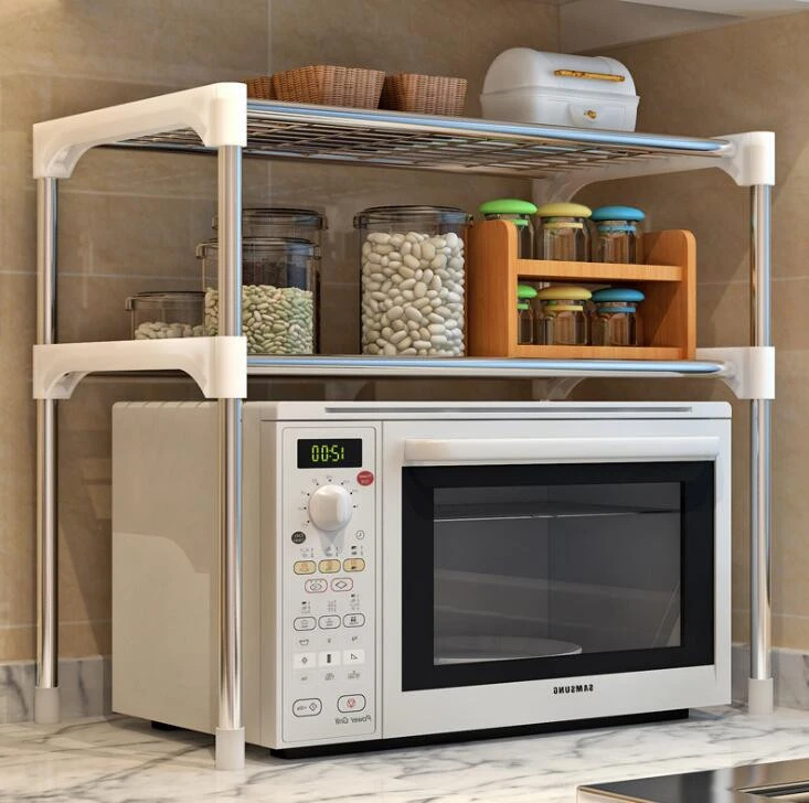 Two layers Multifunctional Standing Type Microwave Oven Shelf Rack