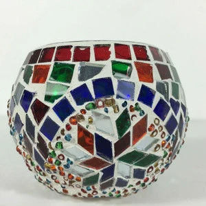 Unique turkish handmade glass mosaic candle holder for home decoration and wedding made in China