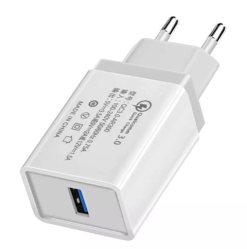 US Plug EU Plug Single USB Port Quick Charger QC3.0 Charger Wall 5v 3A Travel Charger