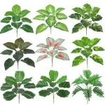 Various styles 12 heads 65cm artificial outdoor plants Taro leaf bush banana leaves for green wall decoration UV protection