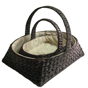 Vietnam Water Hyacinth Wicker handmade Linen Baskets, liner bread baskets