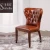 Import vintage genuine leather dining chair wooden luxury restaurant chair high back sofa chair from China