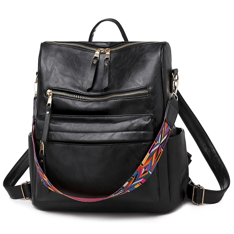 Vintage Pu Leather Backpack Multifunctional Woman Bag