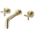 Import wall Mounted Brushed Golden Brass Bathroom Basin Faucet Lavatory faucet  Double cross handle Bathroom sink faucet from China