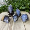 Wholesale 300-450gm Blue Chalcedony Geode Skulls natural crystal blue agate stone jade jasper human skulls geode