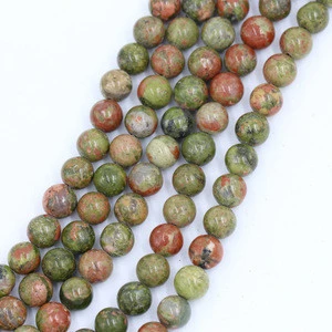 Wholesale A grade smooth 4mm-12mm natural gem stone bead unakite beads 6mm for jewelry making