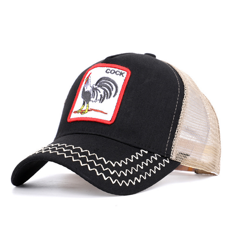 Wholesale Cotton Animal Embroidered Trucker Mesh Baseball Hats Cap for Men
