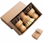 Wholesale custom logo portable household Natural  Beech coconut palm silk round pot dish Brush for cleaning