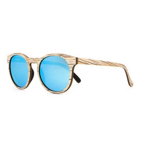 wholesale custom polarized wood eyewear 2017 fashion round wooden sunglasses from China