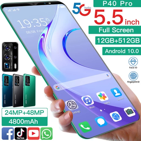 Wholesale Directly Smart Phone P40 Pro High-end brand model 5.5 HD Full Screen 10core 6GB+128GB 13MP +24MP 4000mAh
