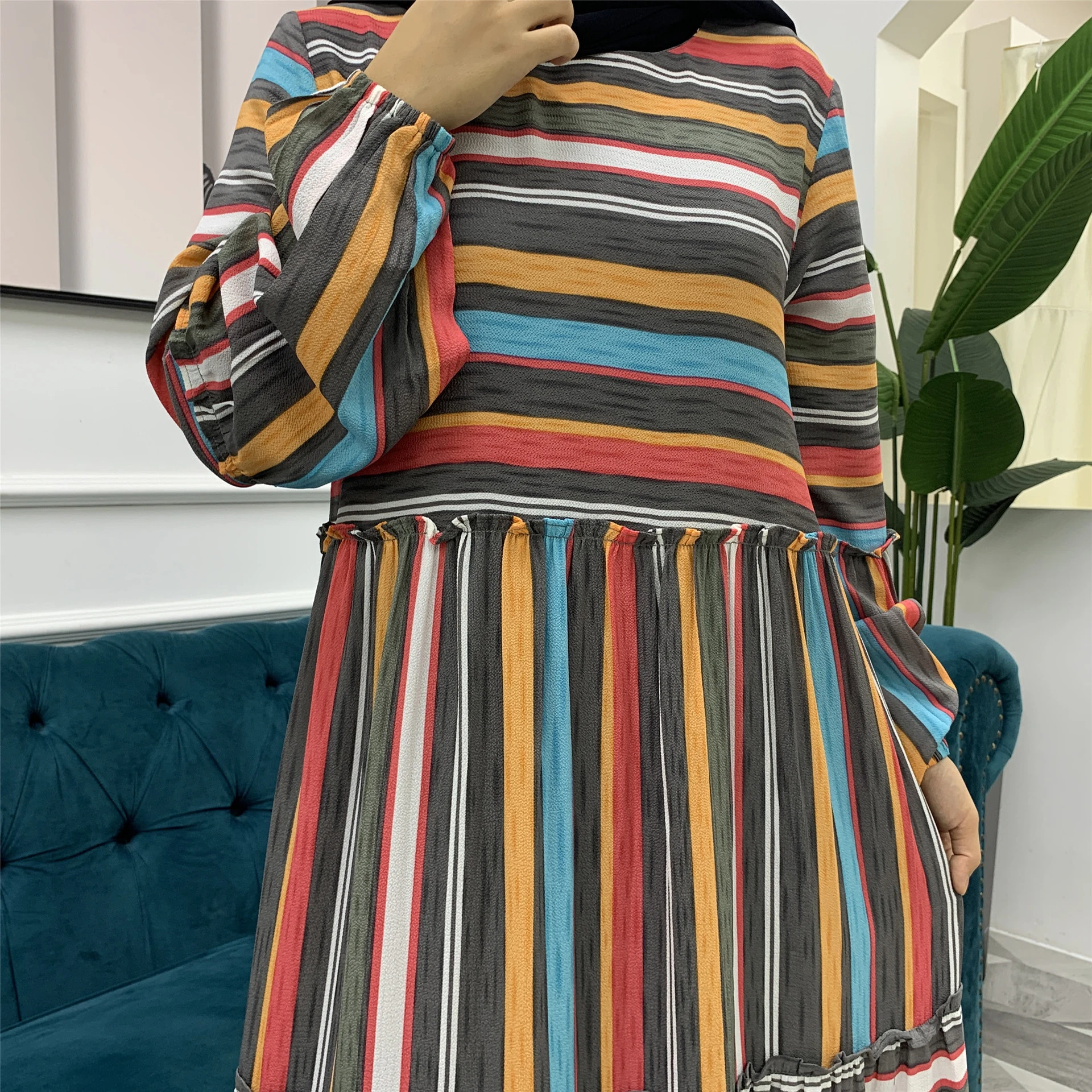 Buy Wholesale Fashionable Plain Muslim Dress Muslim Womens Color Striped  Printed Big Swing Dress from Dongguan Diyao Garment Co., Ltd., China |  Tradewheel.com