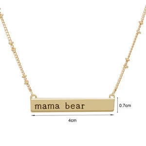 Wholesale good quality shiny small gold filled engraved custom name bar necklace jewelry