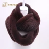Wholesale Jtfur Winter Women Warm Rex Rabbit Fur Shawl Knitted Real Fur Scarf