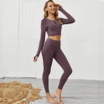 Wholesale Long Sleeve Crop Top and Leggings Sets Custom Logo Printing In Stock Garments Apparel Stock