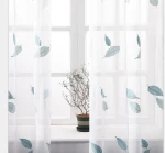 Window Sheer Curtains,Embroidered Sheer Voile Curtains Sheer Embroidered Curtain Fabric