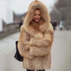 Winter Custom Warm Real Red Women Fox Fur Coat
