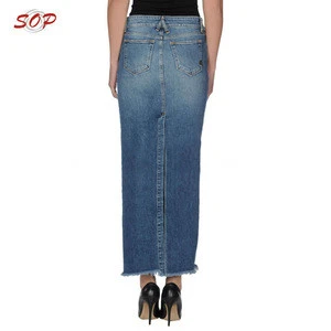 Women latest long jeans skirts pencil design