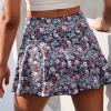 Women Summer Cute High Waist Ruffle Skirt Tennis Sports Wear Hot Active Wear Floral Print Swing Beach Mini Skirt