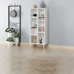 Wooden Bookcase With Cube Storage Unit Bookshelf Free Standing Shelves with Door Legs